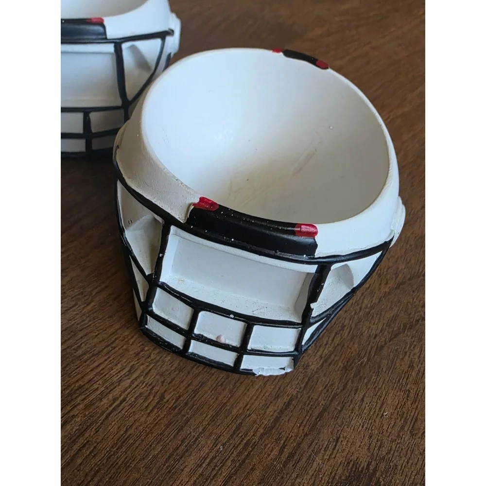 Set of 3 Miniature Football Helmet stress Bowl holder White Sports Decor Novelty